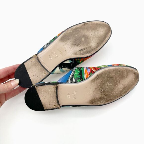 GUCCI Princetown Hawaiian Floral Mule Size 36.5 Horsebit Slip On Loafer - Picture 13 of 15